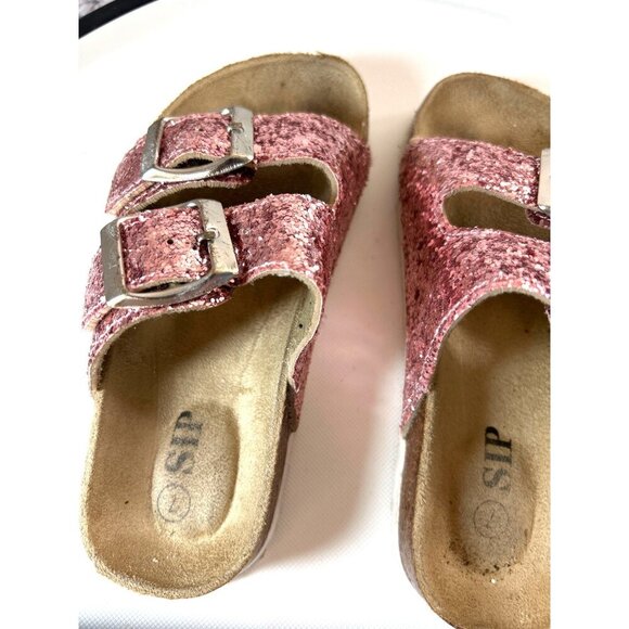 Sip Toddler Girls Sandals Slip-on Pink Sequined Size 7 - Picture 3 of 7